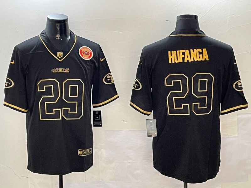 Men San Francisco 49ers #29 Hufanga Black Gold Throwback 2024 Nike Limited NFL Jersey style 6->san francisco 49ers->NFL Jersey
